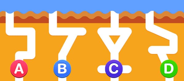 水を同時に注いだとき、一番最初に水が底に達するのはどれ？